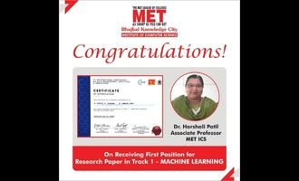 MET Academician receives First Position for Research Paper